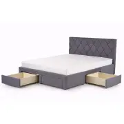 Łóżko tapicerowane 160x200 SZARY pikowane z szufladami BETINA