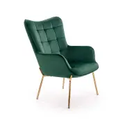 CASTEL 2 fotel wypoczynkowy złoty / ciemny zielony