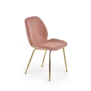 K381 krzesło tapicerowane złote nóżki różowe