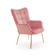 CASTEL 2 fotel wypoczynkowy ZŁOTY / jasny różowy