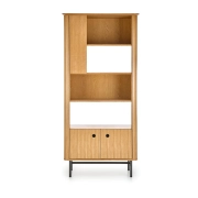 SMART regał REG-1 dąb naturalny/czarny (2p=1szt) – regał na dokumenty, regał na książki, regał stojący, regał do salonu, idealny do salonu