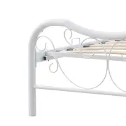 Łóżko metalowe tapicerowany zagłówek FABRIZIA 90x200, popielaty / biały