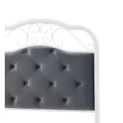 Łóżko metalowe tapicerowany zagłówek FABRIZIA 90x200, popielaty / biały