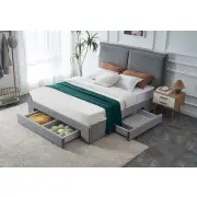 Łóżko tapicerowane BECKY 160x200 z szufladami jasny popielaty