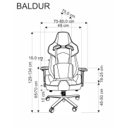 FOTEL OBROTOWY GAMINGOWY BALDUR c.popielaty / czarny – fotel komputerowy, fotel biurowy, fotel obrotowy, fotel do biura, ergonomiczny fotel