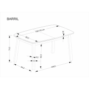 STÓŁ ROZKŁADANY 130–170 CM BARRIL DĄB ARTISAN / CZARNY LOFT NOWOCZESNY MDF wymiary
