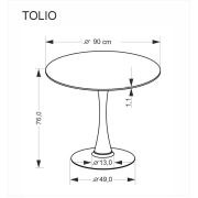 STÓŁ OKRĄGŁY TOLIO 90 cm TRAWERTYN / KASZMIR wymiary
