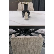 STÓŁ ROZKŁADANY 160–220 CM VITORINO BIAŁY MARMUR LOFT GLAMOUR aranżacja