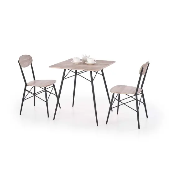 KABIR kwadrat zestaw stół + 2 krzesła dąb san remo / czarny