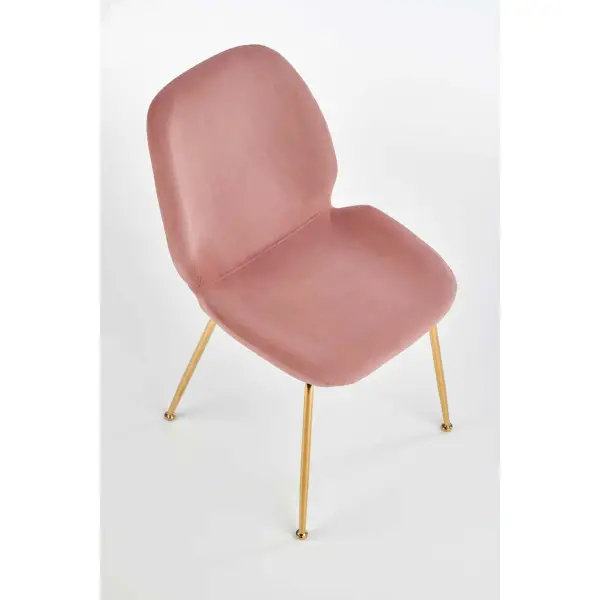 K381 krzesło tapicerowane złote nóżki różowe 2