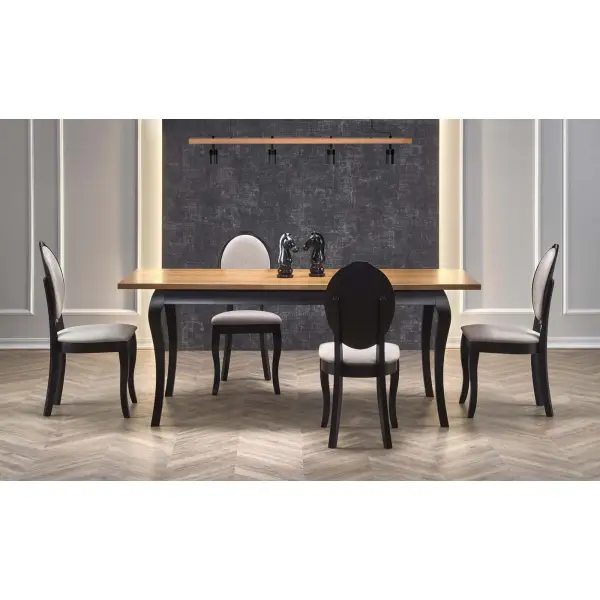 WINDSOR stół rozkładany 160-240x90x76 cm kolor ciemny dąb/czarny