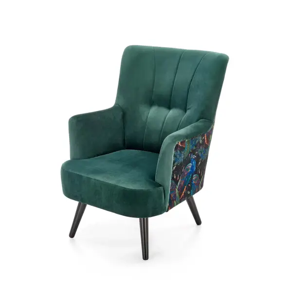 PAGONI fotel wypoczynkowy c. zielony / czarny tkanina Bluvel #78)