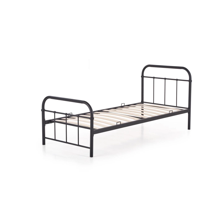 ŁÓŻKO METALOWE CZARNE LINDA 90x200 ze stelażem – nowoczesny, łóżko 160x200, łóżko wygodne, łóżko tapicerowane, łóżko nowoczesne, łóżko sypialnia