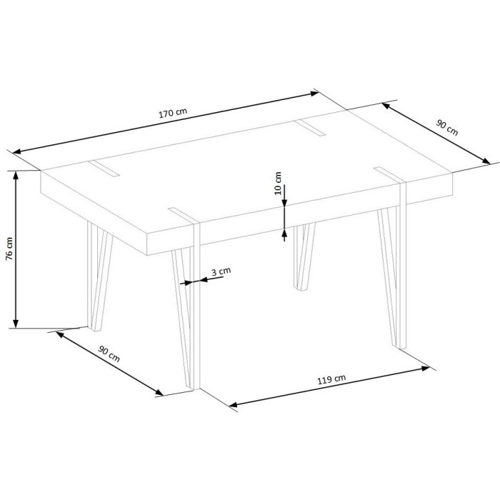 STÓŁ PROSTOKĄTNY 90X170 DĄB SAN REMO / CZARNY YOHANN LOFT – stół prostokątny biały, stół prostokątny 140x80, stół prostokątny nowoczesny, stół prostokątny do salonu, stoły prostokątne sklep