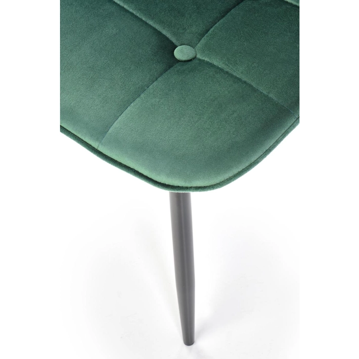 KRZESŁO TAPICEROWANE CIEMNY ZIELONY VELVET K417 – nowoczesny, krzesło jadalnia, wygodne krzesła, krzesło tapicerowane, krzesło nowoczesne, krzesło do salonu