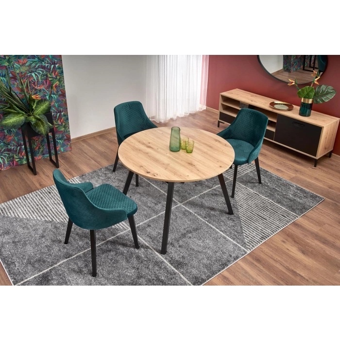 RUBEN stół kolor blat - dąb artisan, nogi - czarny (102-142x102x75 cm) – stół do jadalni, stoły sklep online, stół czarny, nowoczesny stół, stół do kuchni, stół biały, stół okrągły, stół prostokątny