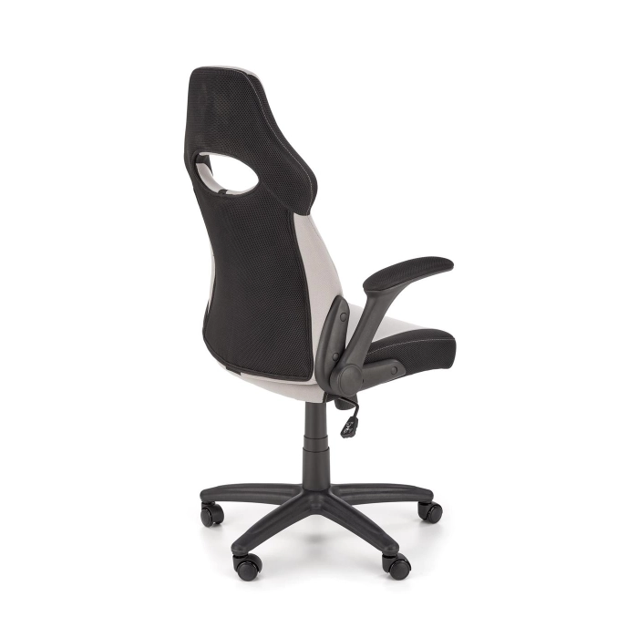 FOTEL OBROTOWY GAMINGOWY POPIELATY / CZARNY BLOOM – fotel komputerowy, ergonomiczny fotel, fotel do biura, fotel obrotowy, idealny do salonu