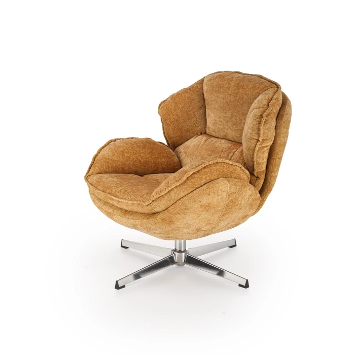 FOTEL WYPOCZYNKOWY OBROTOWY MUSZTARDOWY GUIDO – fotel komputerowy, ergonomiczny fotel, fotel do biura, fotel obrotowy, idealny do salonu