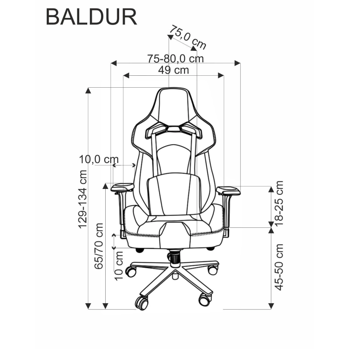 FOTEL OBROTOWY GAMINGOWY BALDUR c.popielaty / czarny – fotel komputerowy, fotel biurowy, fotel obrotowy, fotel do biura, ergonomiczny fotel