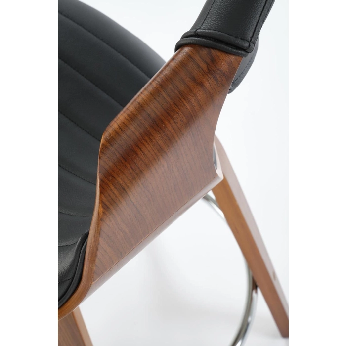 HOKER TAPICEROWANY CZARNY / ORZECHOWY H123 – hoker nowoczesny, wygodny hoker, hoker barowy, hoker tapicerowany, idealny do salonu