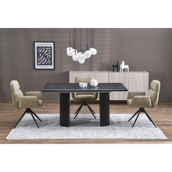 BOLERO stół rozkładany 160-250x90x78 cm dąb naturalny/czarny