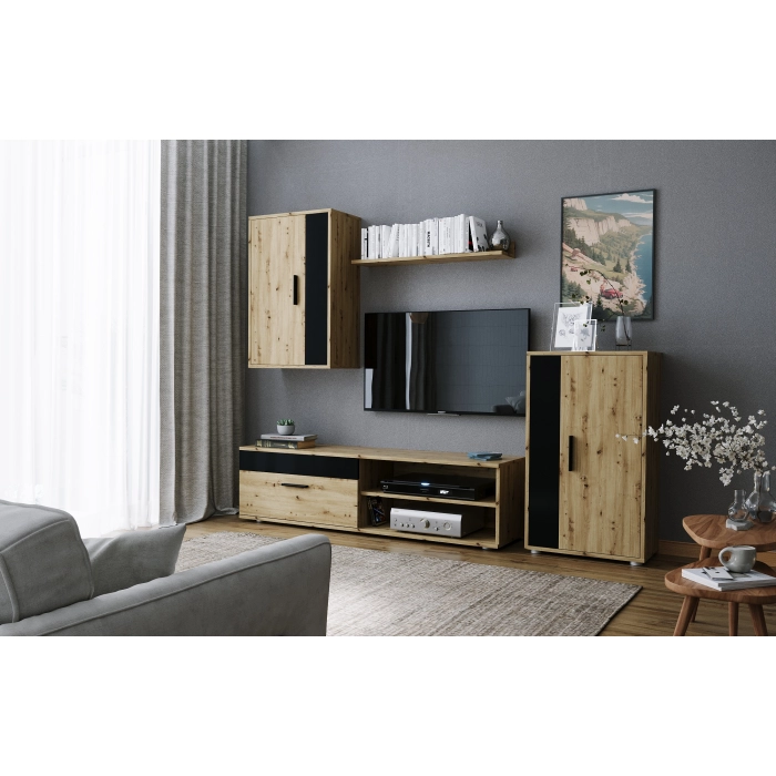 ZESTAW MEBLI DO SALONU BENSON DĄB ARTISAN / CZARNY