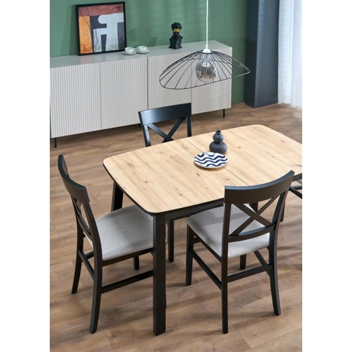 STÓŁ ROZKŁADANY 130–170 CM BARRIL DĄB ARTISAN / CZARNY LOFT NOWOCZESNY aranżacja