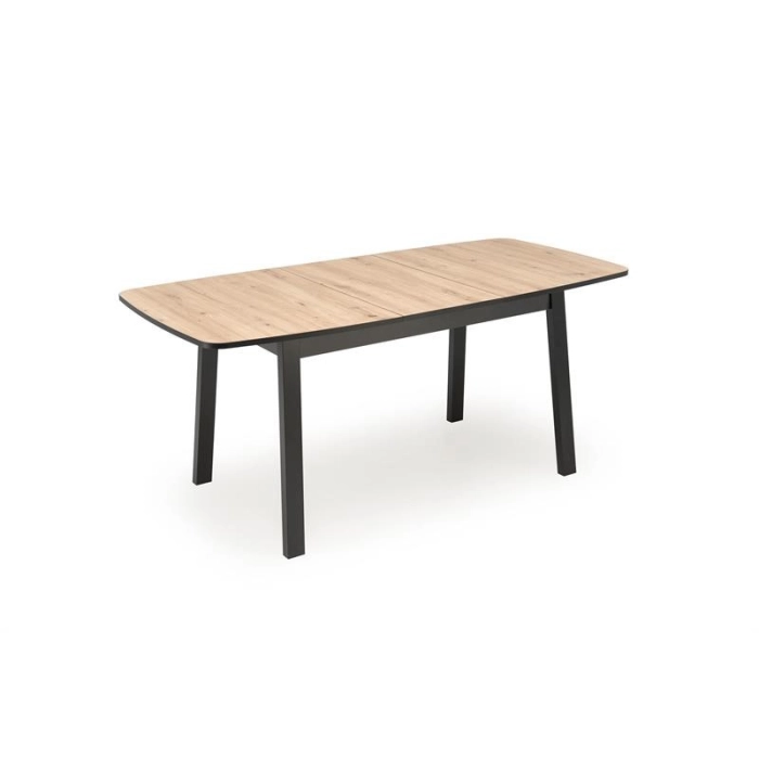 STÓŁ ROZKŁADANY 130–170 CM BARRIL DĄB ARTISAN / CZARNY LOFT NOWOCZESNY rozłożony