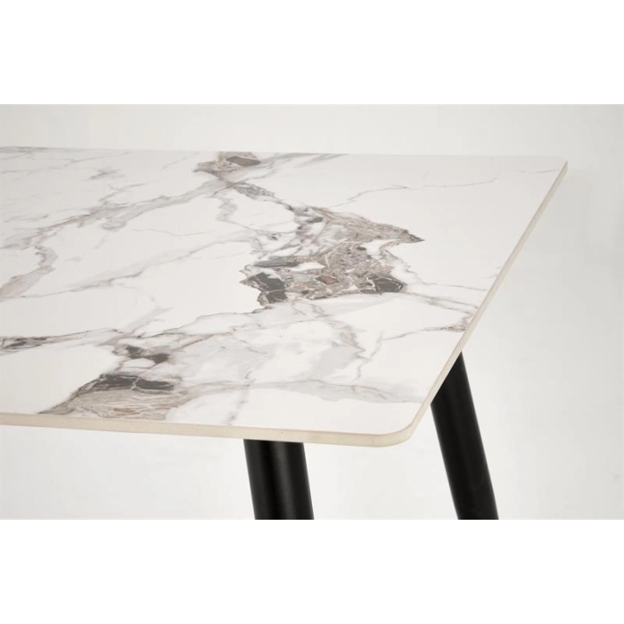 STÓŁ PROSTOKĄTNY EMILIO 120x70CM BIAŁY MARMUR / CZARNY