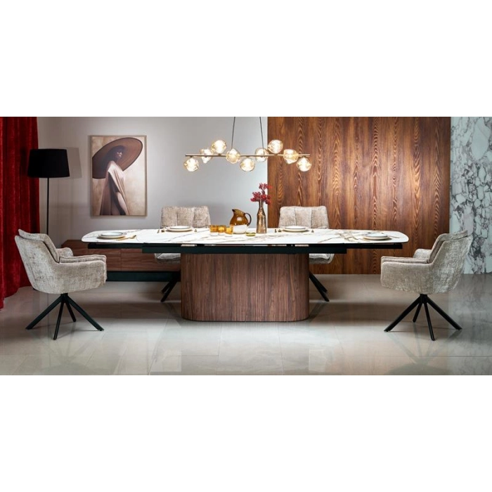 STÓŁ ROZKŁADANY 200-300X100 CM MARMUR ORZECHOWY FLAVOR aranżacja rozłożony