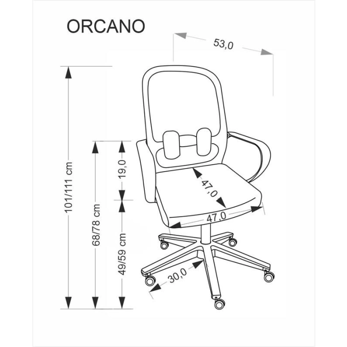 FOTEL GABINETOWY ORCANO czarny wymiary
