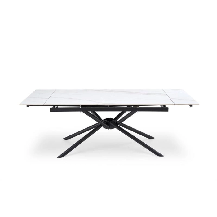 STÓŁ ROZKŁADANY 160–220 CM VITORINO BIAŁY MARMUR LOFT GLAMOUR NOWOCZESNY fron rozłożony