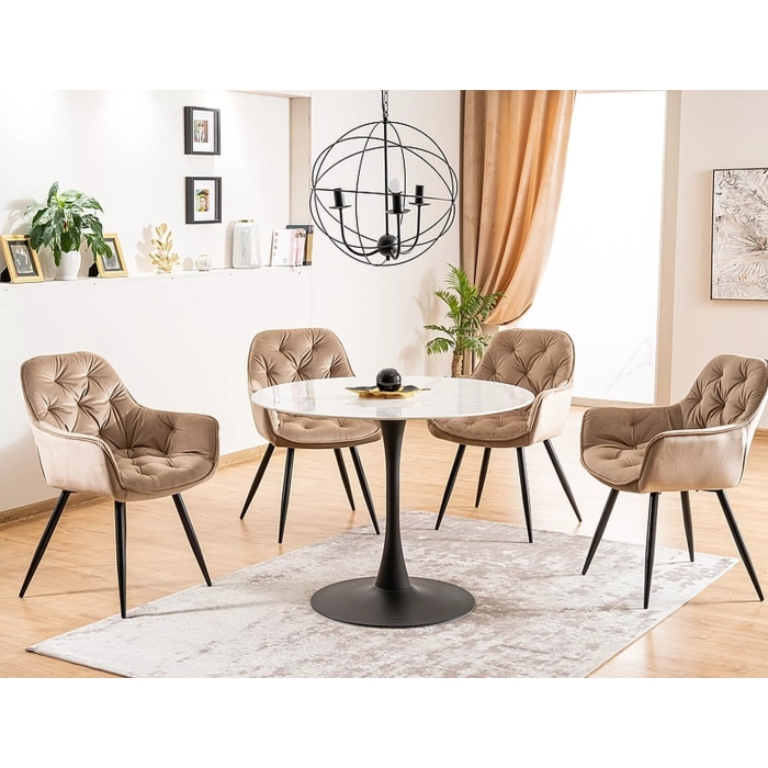 KRZESŁO CHERRY VELVET CZARNY STELAŻ / BEŻ BLUVEL 28 10