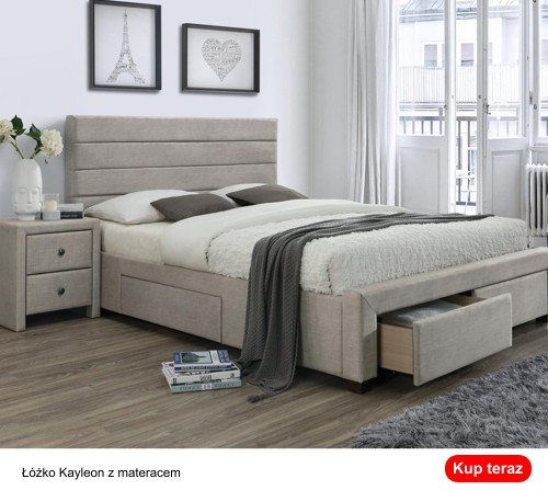 Łóżko tapicerowane Kayleon 160x200 z materacem