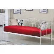 łóżko metalowe białe z materacem