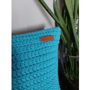 Poduszka dekoracyjna ze sznurka bawełnianego morska - HANDMADE