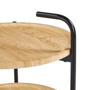 STOLIK OKRĄGŁY NA KÓŁKACH FI 50 CM DĄB NATURALNY CZARNY METAL L28-FX UCHWYT