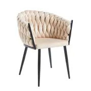 Krzesło na czarnych nogach tapicerowane beżowe K7-FX