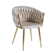 Krzesło na złotych nogach tapicerowane beżowe K7-FX