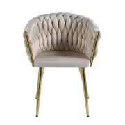Krzesło na złotych nogach tapicerowane beżowe K7-FX front