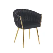 Krzesło na złotych nogach tapicerowane czarne K7-FX