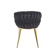 Krzesło na złotych nogach tapicerowane czarne K7-FX tył