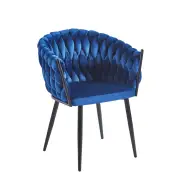 Krzesło na czarnych nogach tapicerowane niebieskie K7-FX