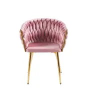 Krzesło na złotych nogach tapicerowane różowe K7-FX front