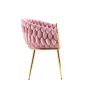 Krzesło na złotych nogach tapicerowane różowe K7-FX bok