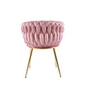 Krzesło na złotych nogach tapicerowane różowe K7-FX tył