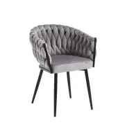 Krzesło na czarnych nogach tapicerowane szare K7-FX