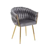Krzesło na złotych nogach tapicerowane szare K7-FX