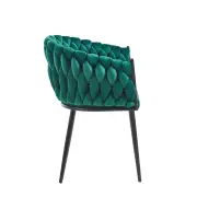 Krzesło na czarnych nogach tapicerowane zielone K7-FX bok