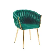 Krzesło na złotych nogach tapicerowane zielone K7-FX